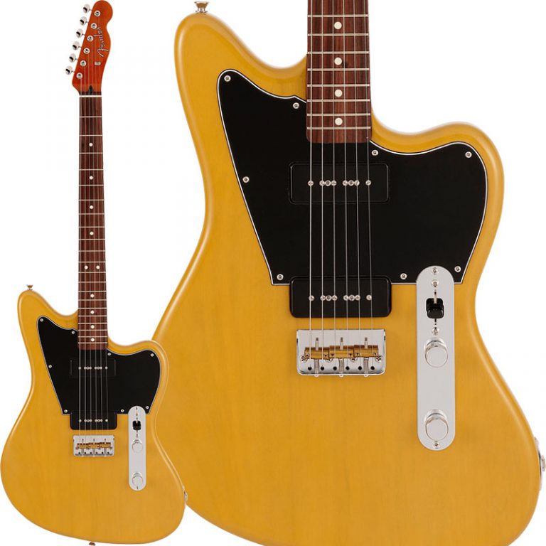 【Fender】JazzmasterボディにTelecasterのネックやアッセンブリー、そしてソープバータイプのピックアップを2基搭載した