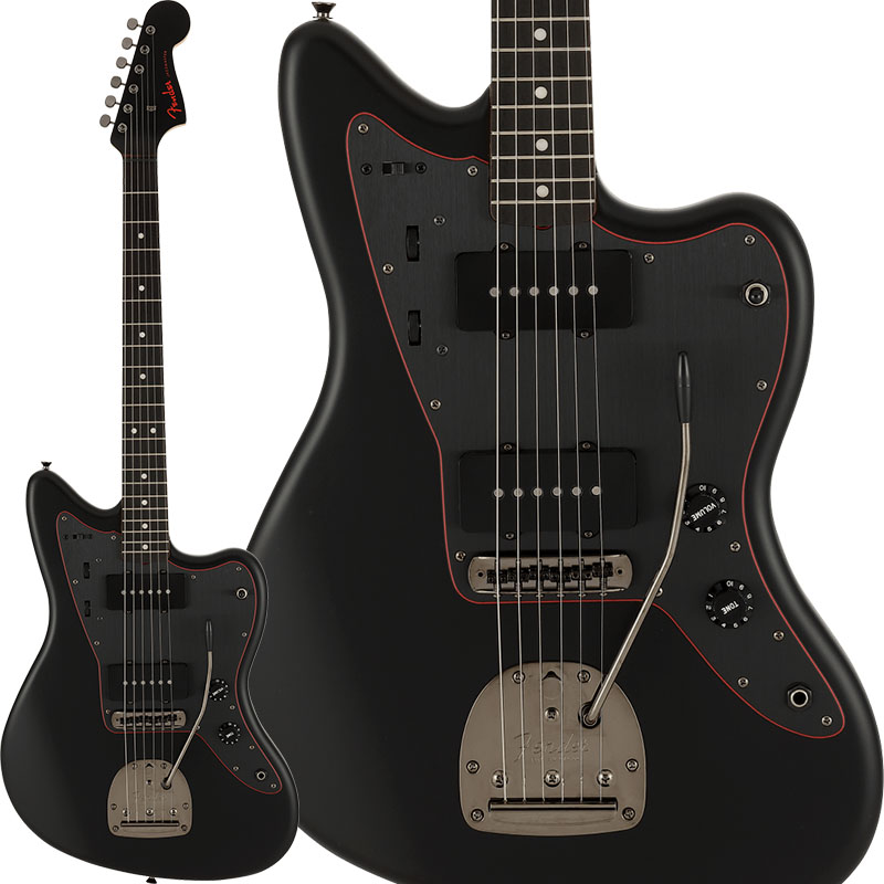 Fender】サテンブラックフィニッシュとレッドメタルロゴが特徴的な限定 