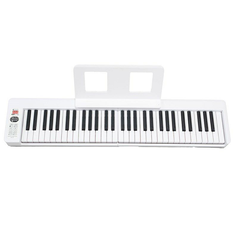 安心の日本企業取り扱い製品キクタニ 折りたたみ式電子ピアノ 61鍵盤 充電式 KDP-61P WHT - 2